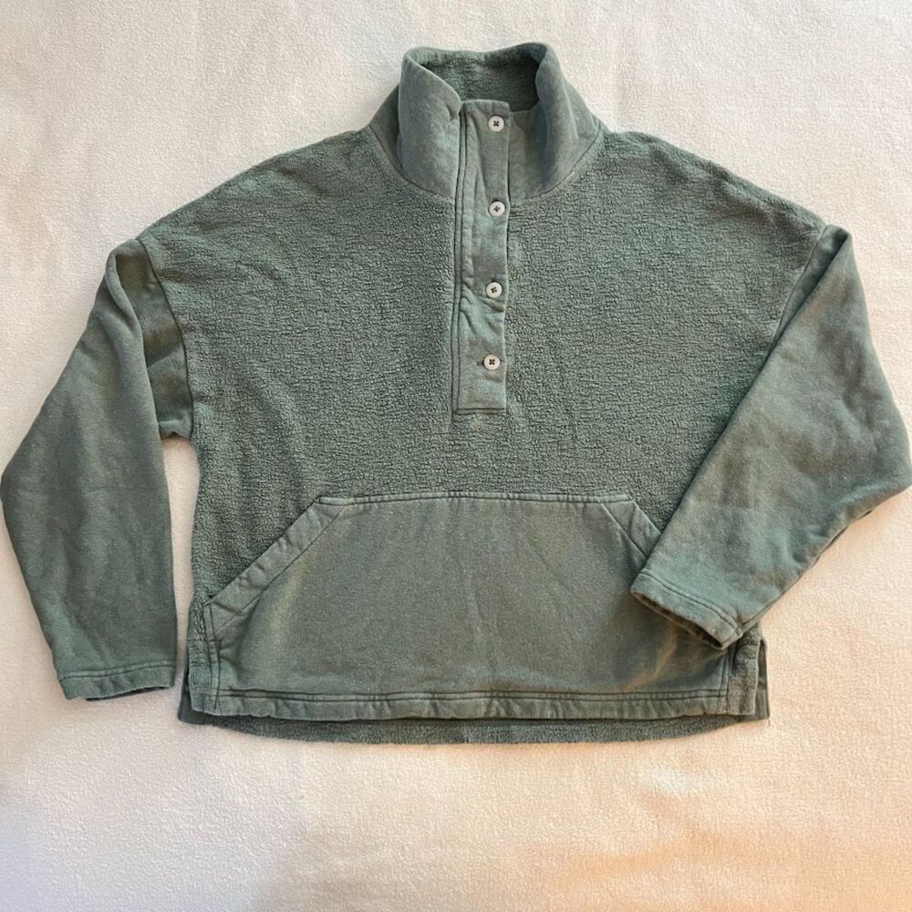 REI Co-op Green Hemp & Cotton Blend Kangaroo Pocket Pullover Small